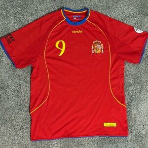SPAIN 1909-2009 HOME FOOTBALL SHIRT #9 TORRES SOCCER JERSEY Size L Red Men's